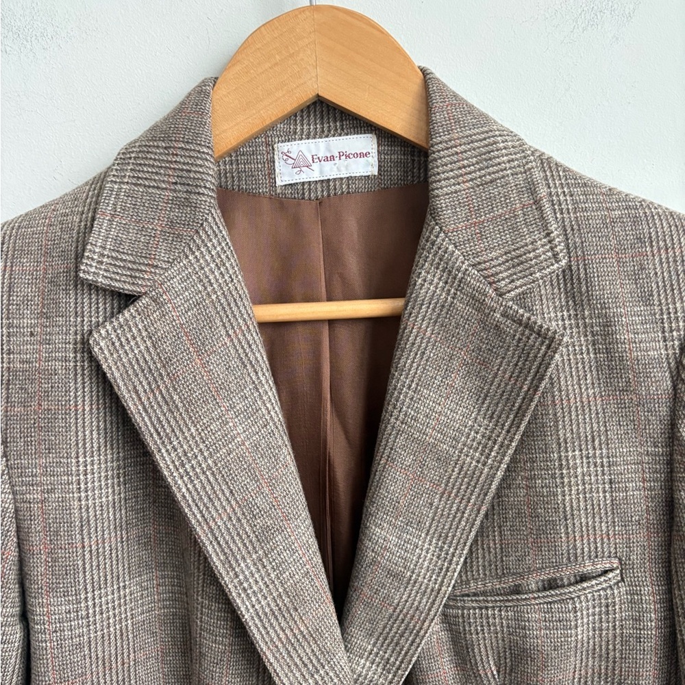 Vintage Evan Picone Wool Blend Plaid Blazer - Picture 8 of 9